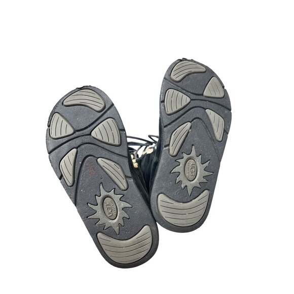 Ugg womans Black leather sheepskin lined Midcalf Winter Boots Sz 6 SKU 9533 - Picture 5 of 16